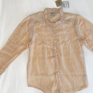 Faherty Willa Button Front Peasant Blouse - Color Blush - Size S